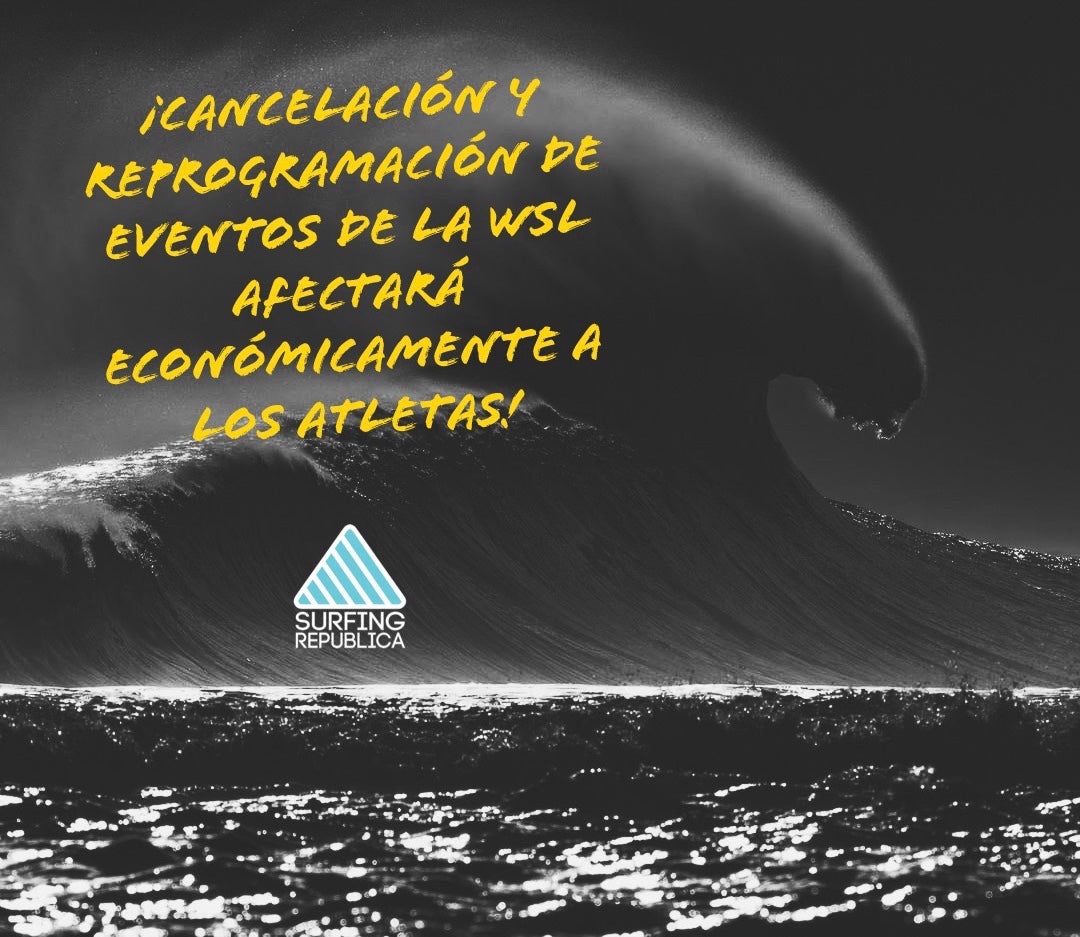 Cancelación y reprogramación de eventos de la WSL afectará económicamente a los atletas