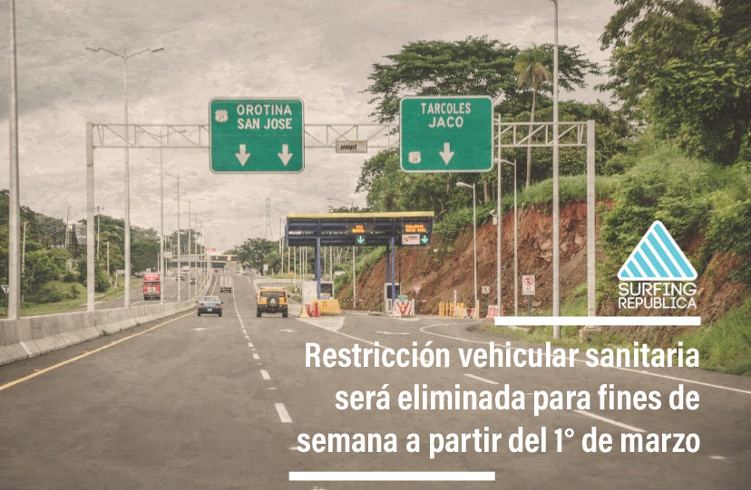 Surfing Costa Rica - Restricción vehicular sanitaria será eliminada para fines de semana a partir del 1° de marzo