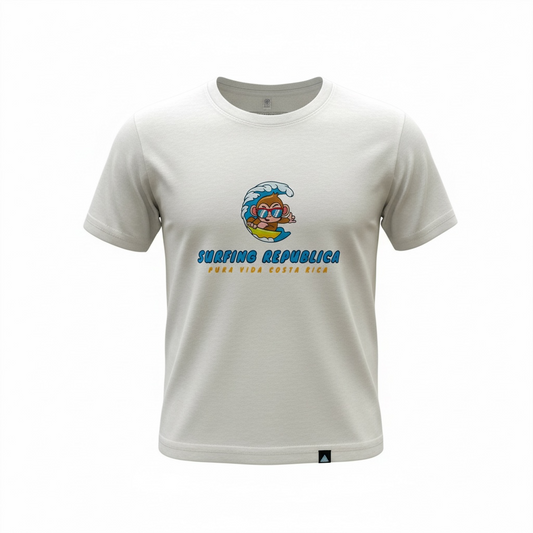 Camiseta blanca niño modelo Surfer Monkey